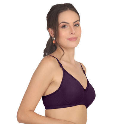 POOJA RAGENEE Moulded Non Padded Smooth Cotton Bra MQ3051 Wine