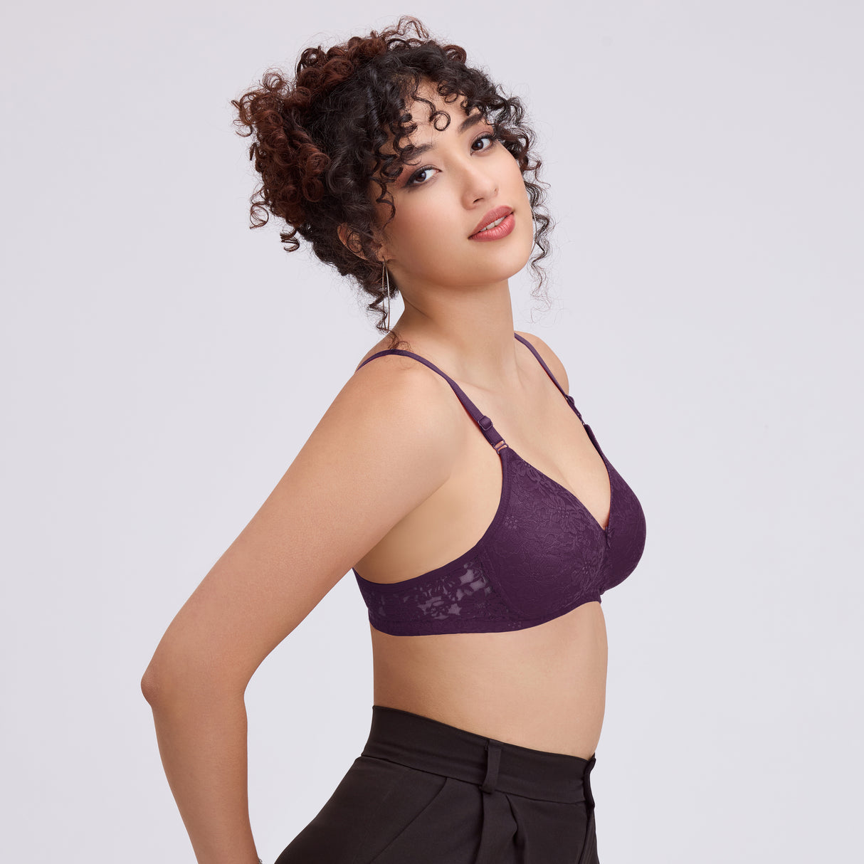 Net Padded Bra for Women|Comfortable Support|Stylish Lace Design FQ8010