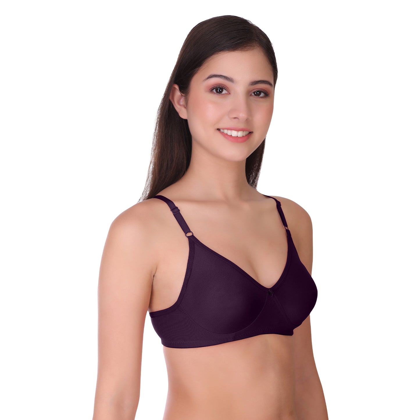 Pooja Ragenee Womens Full Coverage Non Padded Mould Cotton Bra MQ3055 Purple-Wine-Baby Pink