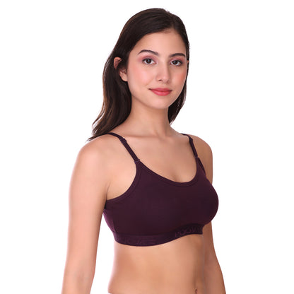 Pooja Ragenee Cotton Moulded Sports bra for Girls Wine