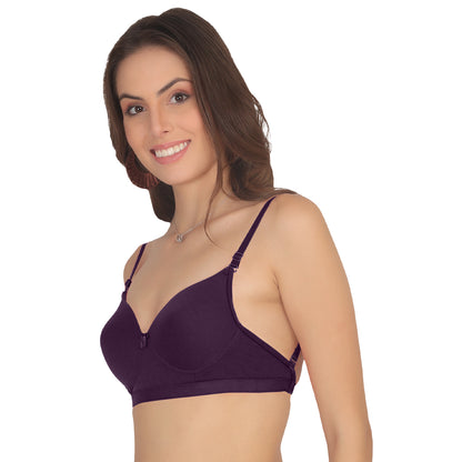 POOJA RAGENEE T-Shirt Moulded Double Layer Cup Non Padded Seamless Bra MQ3054 Wine