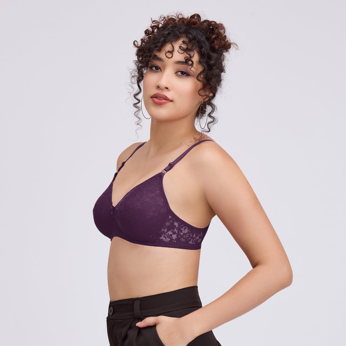 Net Padded Bra for Women|Comfortable Support|Stylish Lace Design FQ8010