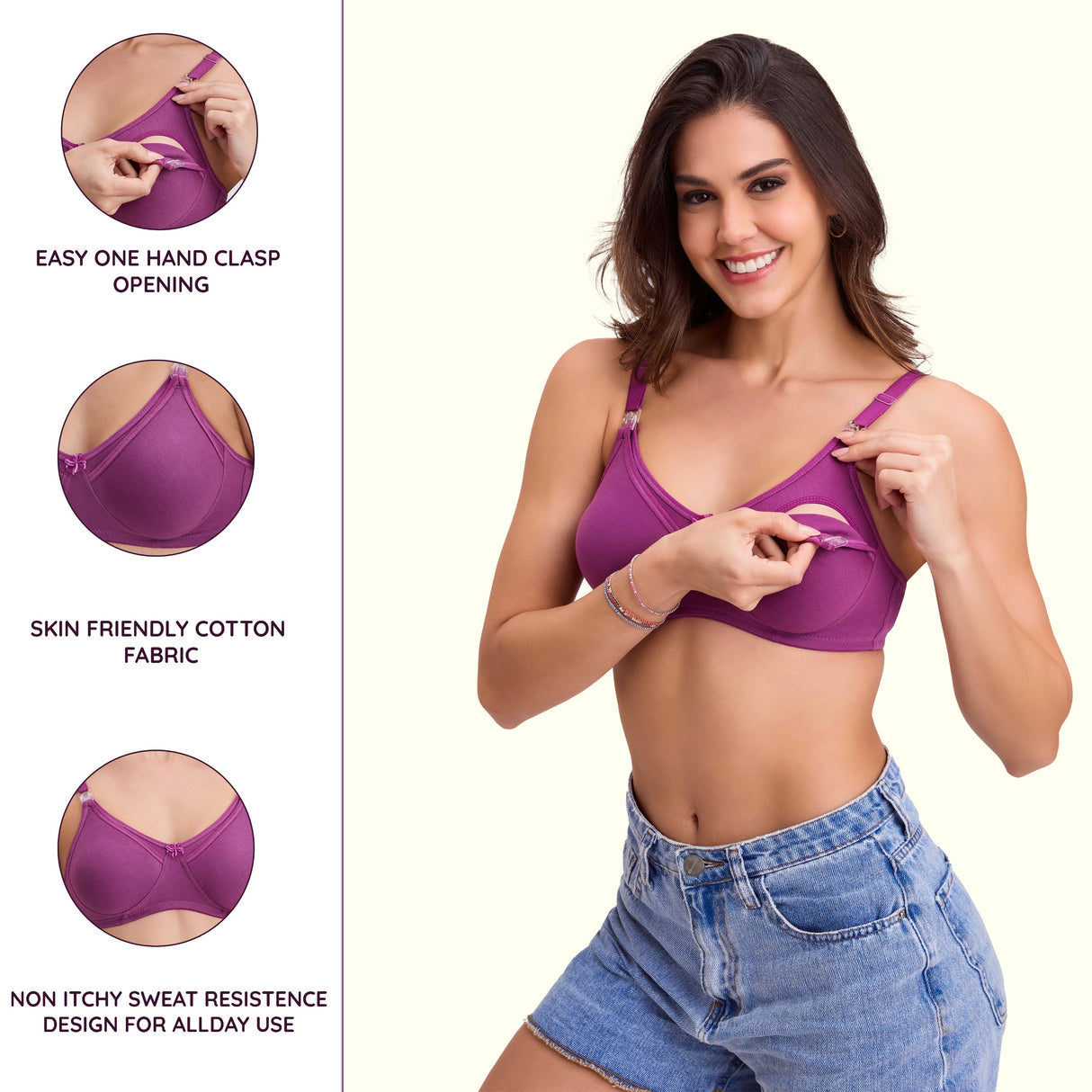 Seamless Feeding Bra for Nursing Mothers | Soft Maternity Nursing Bra MQ3044
