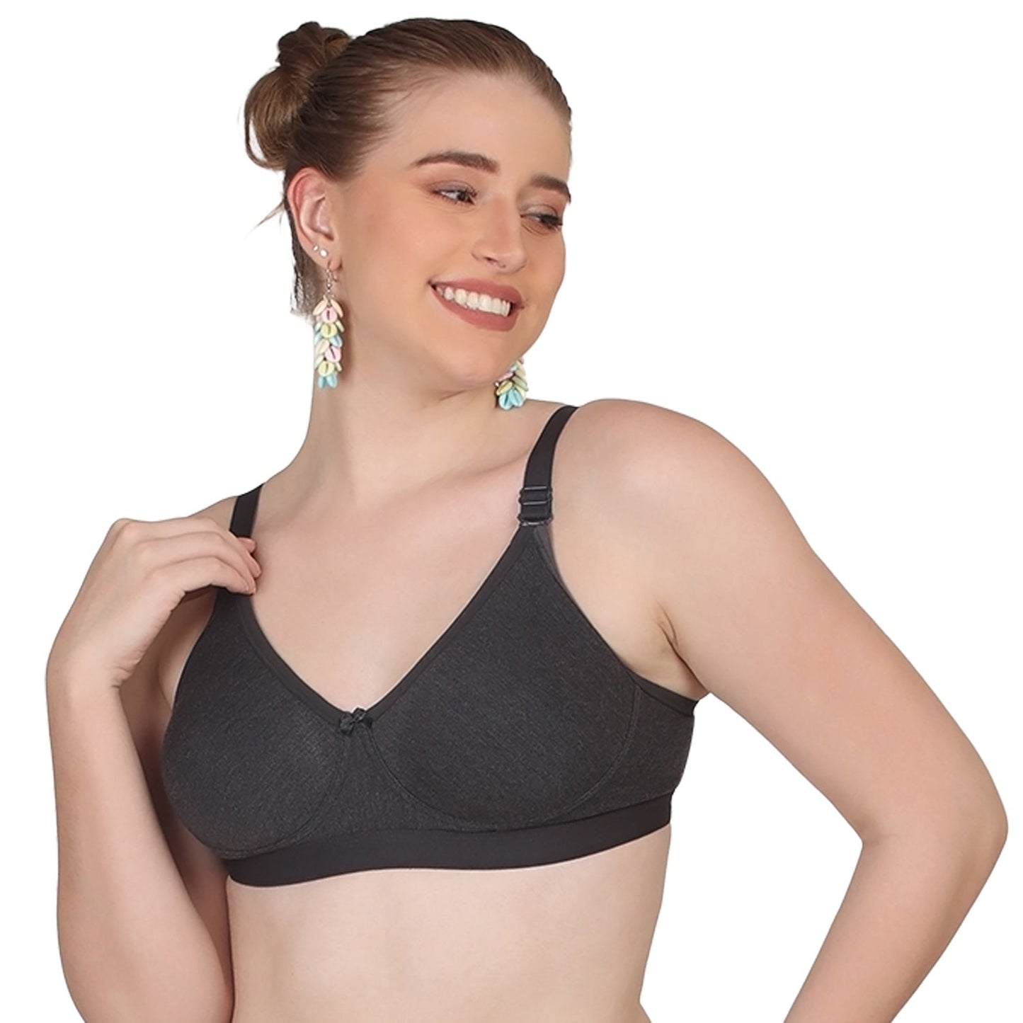 Pooja Ragenee Moulded Non Padded Smooth Cotton Lycra Bra MQ3049 Black